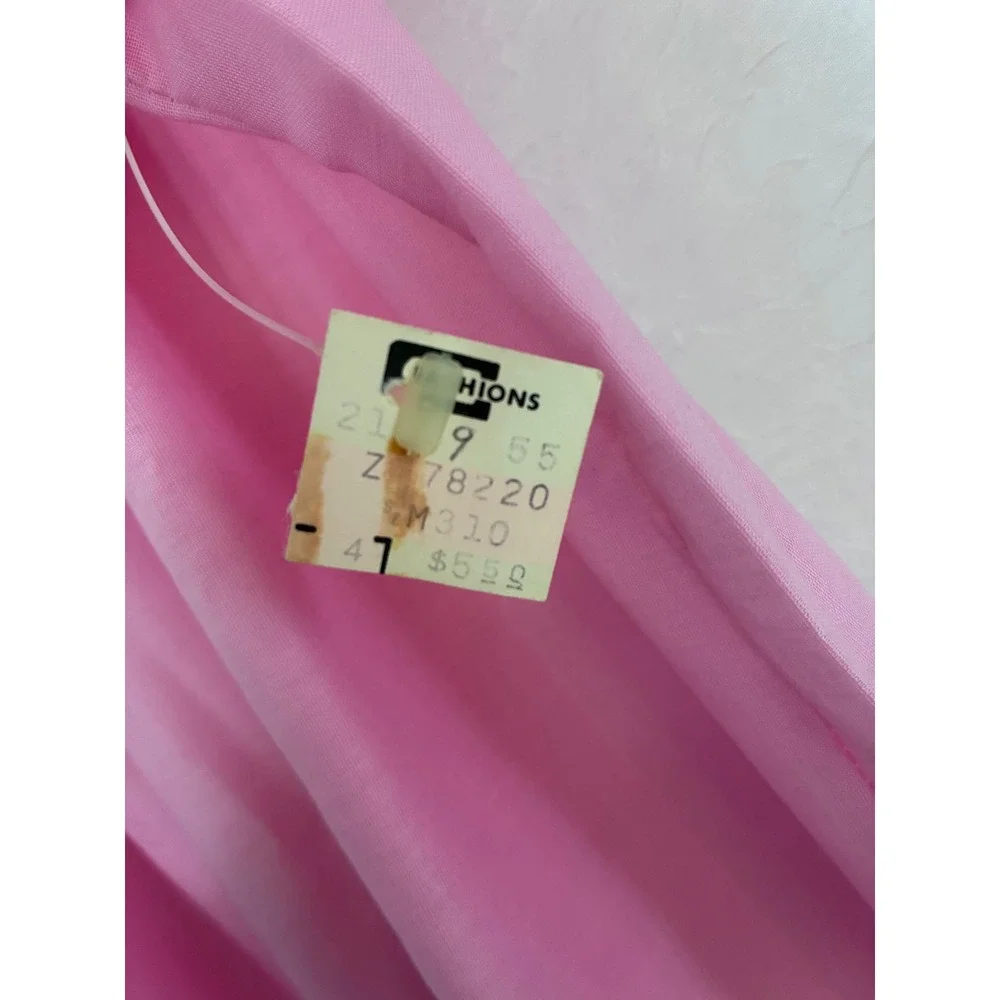 Mistra Vintage Pink Lace Trim‎ Nightgown Maxi Sleepwear Medium Cottagecore Bow